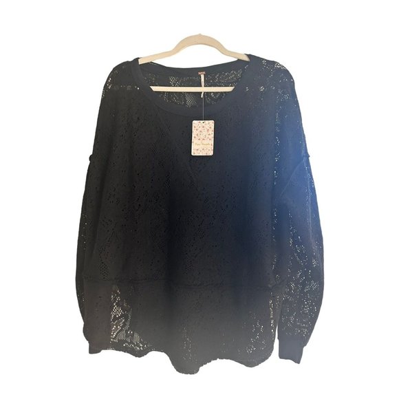 Free People Not Cold In This Knit Lace Top Size M NEW W/TAGS - Picture 5 of 12